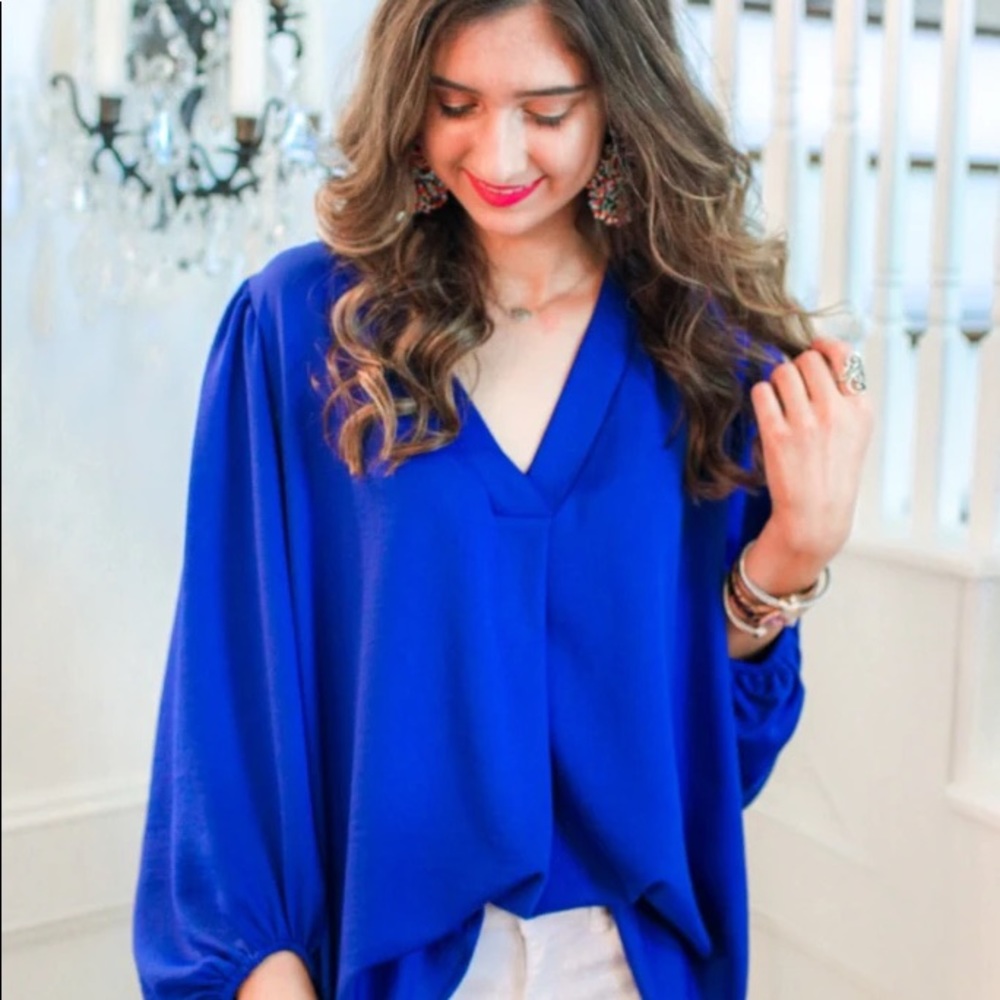 Blue Women’s blouse with ballon sleeves